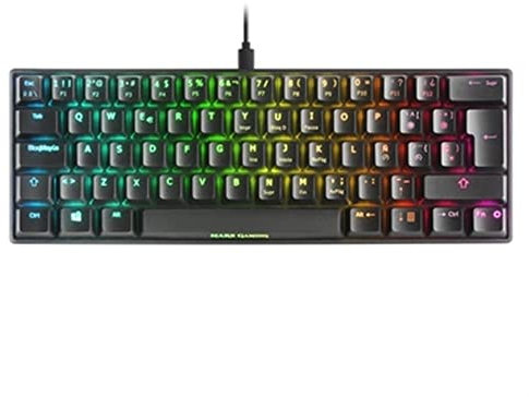 Mars Gaming MKMINI,Teclado Mecánico 60% Ultra-Compacto, Switches OUTEMU Pro Rojo, Iluminación RGB Chroma, USB-C Extraíble, Anti-Ghosting, PC, Consolas y Mac, Idioma Portugués, Negro