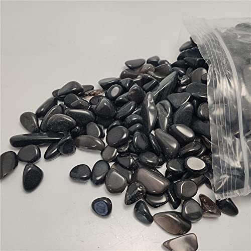7-12mm Naturschwarzer Obsidian Quarz Kies Entmagnetisierung Stein Mineral Aquarium Gesundheit Dekoration Einrichtungsartikel-Schwarz_7-12mm