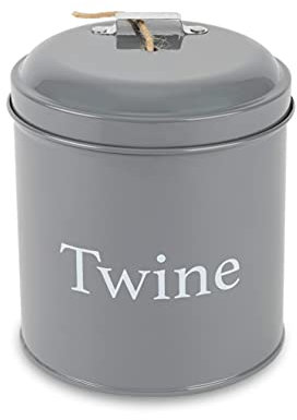 Thistlewood Classic Garden Twine Tin with Cutter (Includes 140m Natural Jute Twine) - Slate Grey
