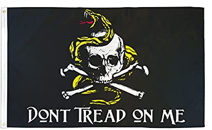 AZ FLAG Drapeau Pirate Don't Tread On Me 90x60 cm Polyester 100D 2 Œillets | Usage intérieur et extérieur Drapeau décoratif corsaire coutures doubles et bords renforcés avec œillets métalliques