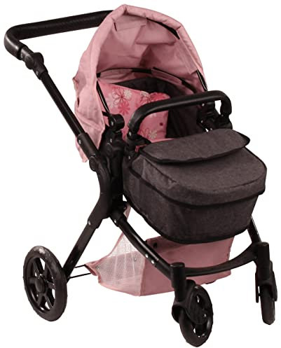 Götz 3403367 Puppenwagen 2 in 1 Soft Mood - passend für alle Götz Puppen bis 50 cm - Griffhöhe verstellbar von 58-80 cm