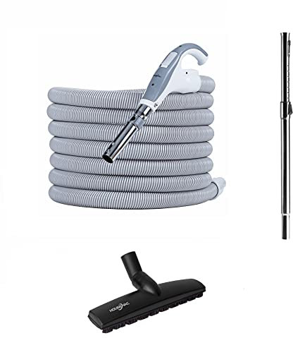 HouseVac Set di accessori per la pulizia: un tubo di aspirazione centrale 12 m, un tubo telescopico con clip, una spazzola a doppia funzione per tappeti e parchetti