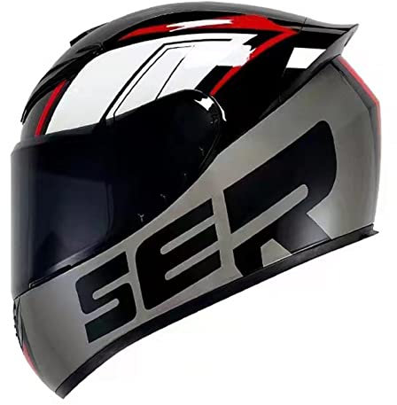 Integralhelm Motorrad Helm,Stoßfester Motorradhelm DOT/ECE-Zugelassener Unisex-Elektroauto-Schutzhelm,Double Lens Vollvisierhelm Zu Schließende Entlüftungsöffnungen 4,XL