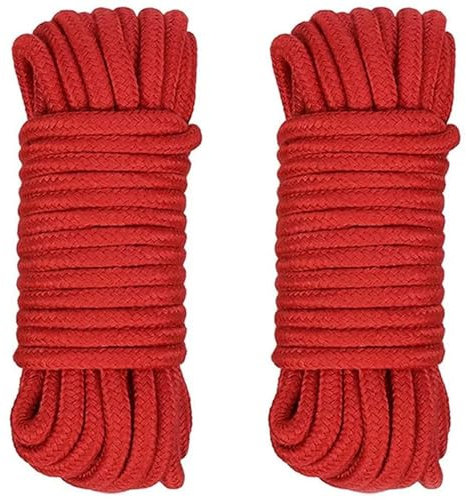 Gartenseil 2 Stück rotes Baumwollseil, 8 mm, vielseitig einsetzbar, Starke, weiche Bindeschnur for Camping, Gartenarbeit, Bootfahren, Basteln Garten Kordel
