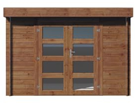 Abri de Jardin en Bois traité, EP. 28mm, Surface utile 7.5m² INT024