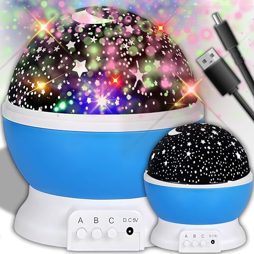 Retoo Sternenhimmel Galaxy Projektor Sternenprojektor Sternprojektor Nachtlicht Kinder Baby Nachttischlampe für Schlafzimmer Kinderzimmer Rotierend für Party Geburtztag 15 x 13 cm Blau