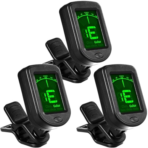 Guitar Tuner Clip On Ukulele Tuner 3 Pack for Guitar Bass Ukulele Violin Banjo Tuner
