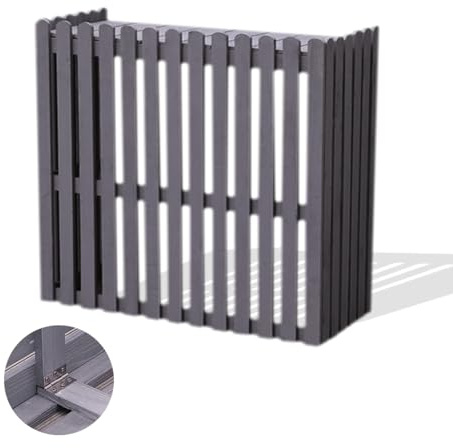 Wooden Air Conditioner Cover Outside Unit ​Rack Flower Stand Protective Slatted Decorative Fence Outdoor Plant Display Rack Storage Shelf (Color : Grey, Size : 105x45x95cm)
