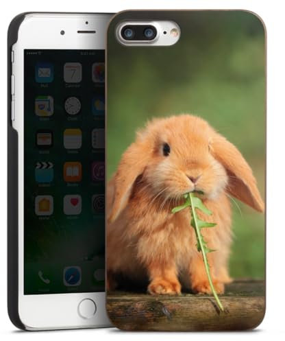 DeinDesign Coque en Bois Compatible avec Apple iPhone 8 Plus Coque en Bois veritable Coque de Protection en Bois Lapin Animaux Photographie