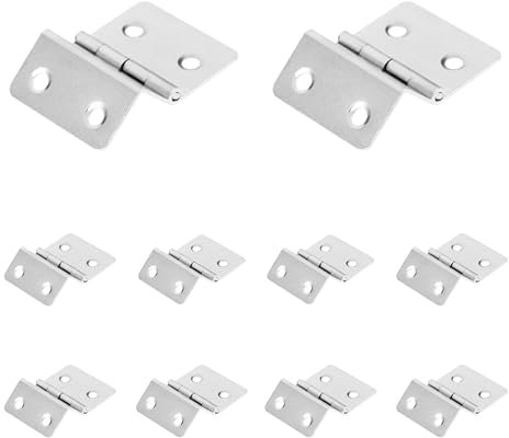 Mgoodoo Three Fold Hinges, 10Pcs Silver Classic Iron Surface Mount Hinges, 30mm x 34mm