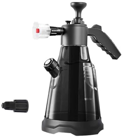 Pulvérisateur à Mousse, Pulvérisateur à Pression a Main, Pulvérisateur mousse de lavage voiture avec 2 Buses, pour le nettoyage de la maison, du jardin et de la voiture, avec couverture blanche