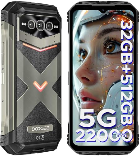 DOOGEE VMAXPRO Outdoor Handy 5G, 32GB RAM + 512GB ROM Android 14 Outdoor Smartphone 22000mAh(33W) 6,58'' FHD+ 120Hz Baustellenhandy 108MP+16MP+20MP Nachtsichtkamera WiFi 6/Fingerabdruck/NFC/IP69K/IP68