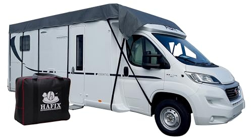 HAFIX Wohnwagen-Halbgarage 600 x 300 cm, 3-lagig, 155 g/m², grau, Winter | Wetterfeste 3-lagige Halbgarage aus SFS für Regen, Schnee, UV-Strahlung und Hagel; Materialgewicht 155 g/m².