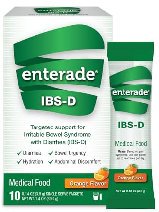 enterade IBS-D Powder Packets, Orange (1 Box, 10 Packets) - for IBS Relief of Symptoms from Irritable Bowel Syndrome with Diarrhea (IBS-D) -10 Single-Servings