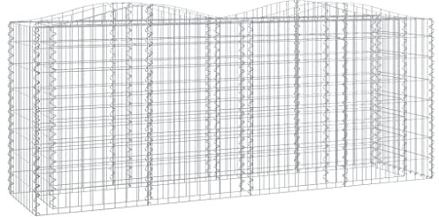 puraday Panier gabion - 200 x 50 x 90/100 cm - En fer galvanisé - Bordure robuste - Décoration en plein air, terrasse, extérieur, mur de gabion - Crochets renforcés