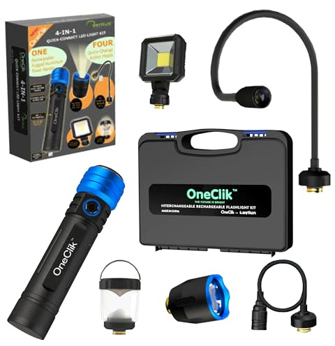 fq LED Rechargable Torch kit, 4 in 1 for Home, Car, Outdoor etc Designed in The UK by Oneclik Tools.
