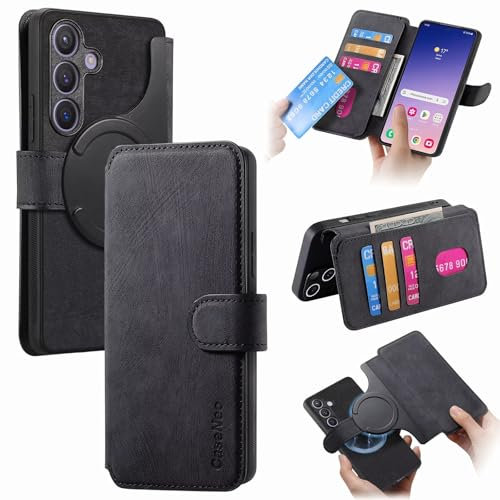 WOWUDI para La Funda para con Motorola Moto E40,Tipo Billetera con Tarjetero Compatible with Mujeres y Hombres,Funda de teléfono con Tapa magnética de Cuero PU- Negro