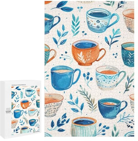 Teacups Colorful Tea Time Jigsaw Puzzles Gifts Brain Challenging Puzzle for Game Night Family Friends 1000 Piece Puzzle For Adults And Kids