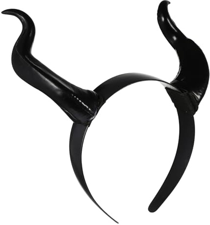 NUOBESTY Halloween-Horn-Stirnband Kleiner Kopfschmuck In Ochsenhorn-Form Gothic-Haarschmuck Für Partys Schwarzes Harz 7 87 X 6 69 X 1 96 Zoll
