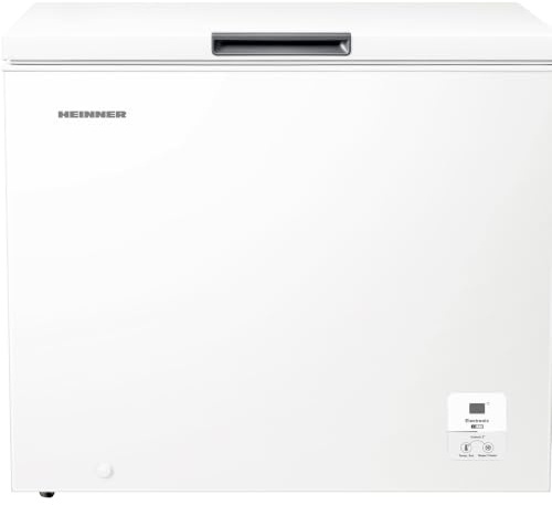 HEINNER HCF-HS248EE++ Gefriertruhe 248 L – Großes Fassungsvermögen für Tiefkühlkost, Energieeffizienter Betrieb, LED-Display mit praktischer Innenbeleuchtung, Silber, Inklusive 5 Jahre Garantie