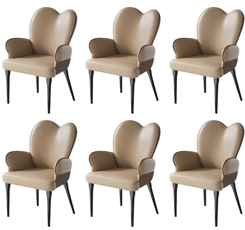 Dining Chairs Set of 4, Upholstered Modern Kitchen Armchairs with Metal Legs, Leather Cushions and Curved Backrest for Office, Dining Room, Living Room