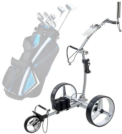 Chariot de golf électrique pliable à 3 roues avec porte-parapluie et sac étanche, chariot automatique portable avec télécommande