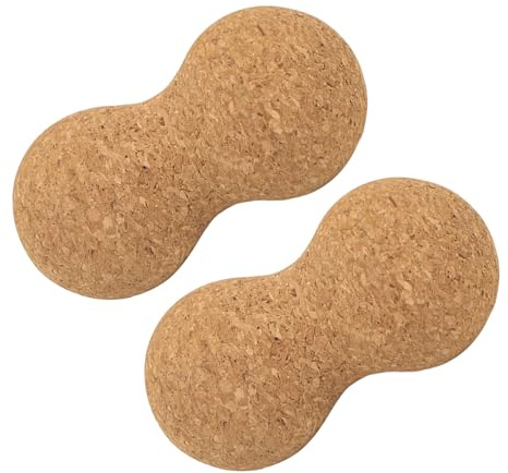 LRXIYODE Palla per Massaggio in Sughero Peanut Portatile per Schiena e Piedi, 2pz Strumento di Recupero Muscolare Leggero e Travelfriendly per Fitness e Allenamento