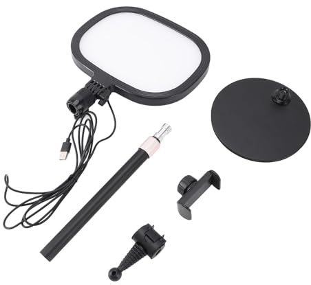 Video Conference Lighting Kit, Desktop Video Conference Light with Stand and Phone Holder, Adjustable Brightness and Color Temperature for Zoom Streaming Video Recording Makeup, US