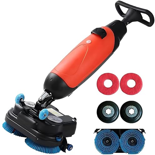 Dfdieratve Laveuse de Sol Professionnelle, Autolaveuse Électrique sans Fil, Brosses Rotatives 360°, Réservoir Propre 4.5L / Sale 7.5L, pour Nettoyage des Sols en Carrelage en Restaurant, Hôtel