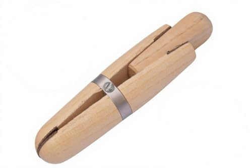 Premium Double Ended Wooden Ring Clamp with 1 Leather Jaws, Durable Hardwood Jewellery Crafts Making Tool with Stopper