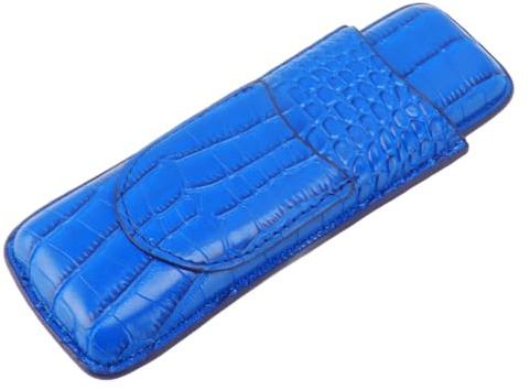 Brrnoo Estuche para Puros de Cuero, Humidor Vintage Portátil a Prueba de Desgaste, Estuche para 2 Puros, Regalo para Hombres (Blue)