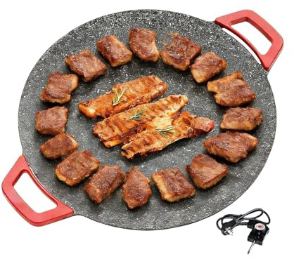Piastra Elettrica Per Grigliare E Friggere,Padella Per Friggere E Grigliare - Piastra Per Antiaderente | Per Casa Cucina Ristorante Interno Esterno Picnic Grigliate Barbecue e Campeggio