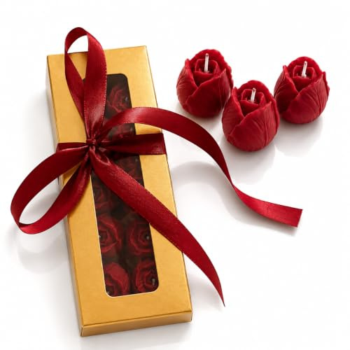 Velas en Forma de Rosa, Set de 10, Regalos de Cumpleaños Bodas Comuniones