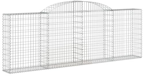 pokgdf Lot de 10 paniers gabions avec arche surélevée - 300 x 30 x 100/120 cm - En fer galvanisé - Pour barrière de jardin et brise-vue - Mur de gabion stable