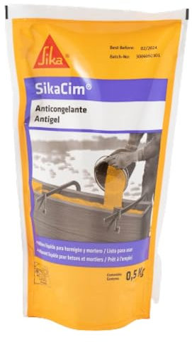 SikaCim Anticongelante, Accélérateur de prise et antigel pour béton et mortier, 500ml, Incolore