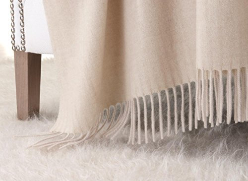 Wohnen & Accessoires GmbH & Co. KG Kaschmirplaid, Wolldecke Riviera aus Kaschmir-Merino in vielen Farben 130x190cm (Creme)