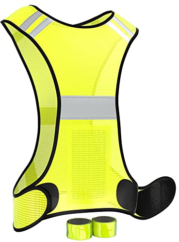 EAZY CASE Reflektoren 3 in 1 Set, 2X Reflektorband und Reflektorweste, Warnweste mit Reflektoren flexibel einstellbar, reflektierendes Schnapparmband - zur Erhöhung der Sichtbarkeit, Neon Gelb