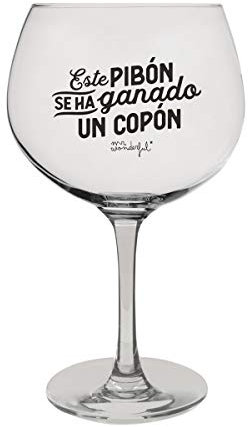 Mr. Wonderful Copa de balón de Vidrio - Este pibón se ha ganado un copón, Color Claro, 1 Unidad