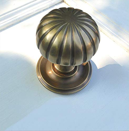 Antikas - Türknauf mit Rosette Messing 70mm, für Haustür, edel + massiv (feststehend)