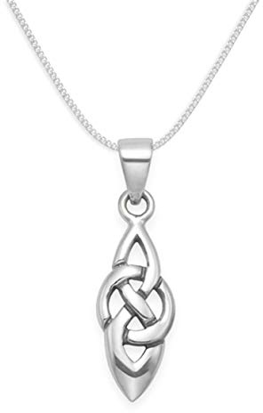 Heather Needham Sterling Silver Celtic Necklace and16/41cm chain. Pendant Size: 15mm x 6mm. Gift boxed 8132/16