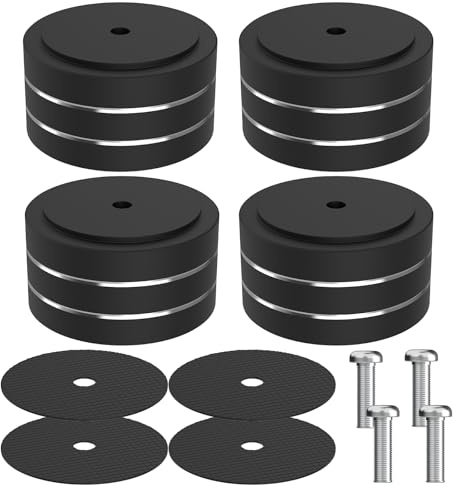 Monosaudio 4er Set HiFi Lautsprecherfüße Aluminium Spike Pads 40x20mm High-End Stoßdämpfer Isolationsfüße mit M4 Schraube für Verstärker, Subwoofer und Plattenspieler