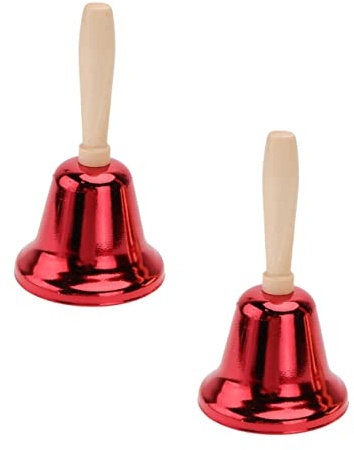 TOYANDONA 2stücke Handglocken Weihnachten Metallglocken mit Holzgriff Laute Handglöckchen für Partyzubehör Dekoglocken und Serviceglocken