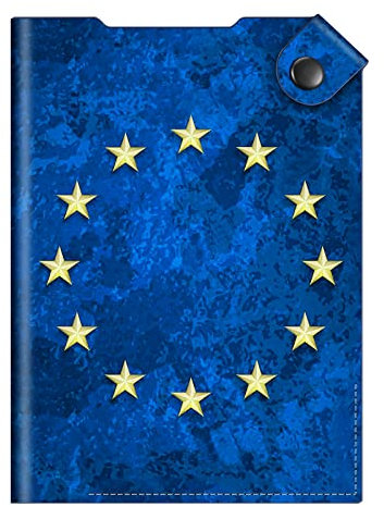 FINTIE Reisepasshülle, Premium Kunstleder Reisepass Schutzhülle, Hülle Tasche für Impfpass Kreditkarten Ausweis und Reisedokumente, EU-Flagge