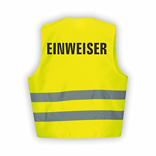 Fassbender-Druck WARNWESTEN - Sicherheitsweste GELB Warnweste nach EN ISO 20471 zertifiziert - Warn Weste für EINWEISER- Unisex mit hochwertigem Reflektorstreifen