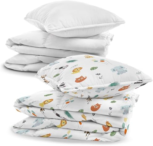 Totsy Baby Biancheria da letto per bambini 100x135 cm in cotone - Set per bambini con copripiumino e federa 40x60 cm con piumino e cuscino per lettino di bambino ragazzo e ragazza Oeko-Tex