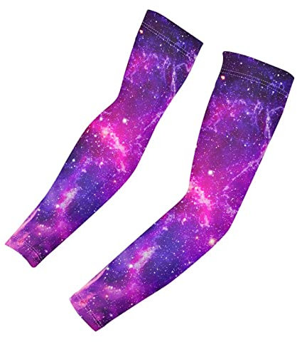 Poceacles Manicotti per braccio, protezione solare, manica sportiva sportiva per calcio, pallacanestro e pallavolo, Galaxy-viola, XL
