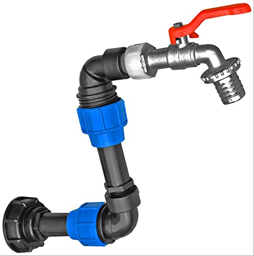 IBC Kappe S60x6 Grobgewinde Schwanenhals | 1 Zoll Auslaufhahn Tülle ca. 28mm | Wasserhahn Regenwassertank