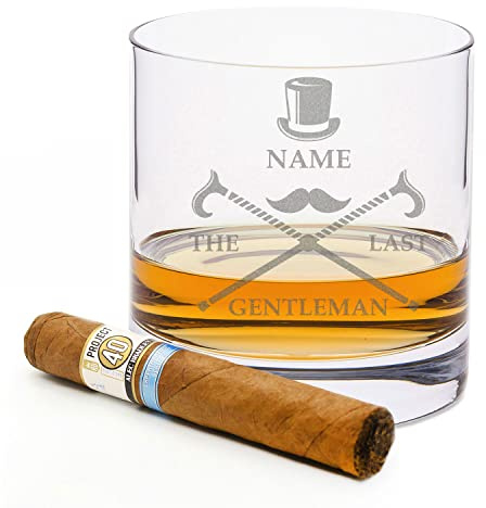 GRAVURZEILE Leonardo Whiskyglas mit Gravur - The last Gentleman - Personalisiert mit Name - Graviertes Whiskyglas für Papa zum Vatertag - Geschenke für Whisky Liebhaber zum Geburtstag