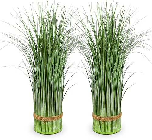 Oairse 2er-Set Kunstpflanze Dekogras Kunstrasen-Arrangement Selbststehend 41cm Höhe, Grasbündel, Kunstrasen, Kunstpflanzen Tischdeko Haus Balkon Büro Deko