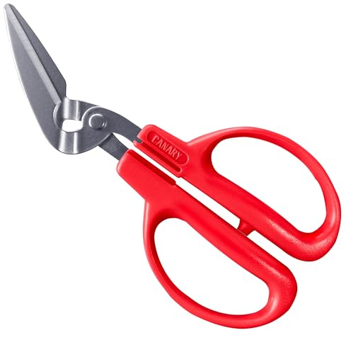 CANARY Crab Scissors Heavy Duty 6.7, Made in JAPAN, Seafood Scissors for Cutting Crab Legs, Lobster, Shell, Sharp Serrated Japanese Stainless Steel Blade, Red